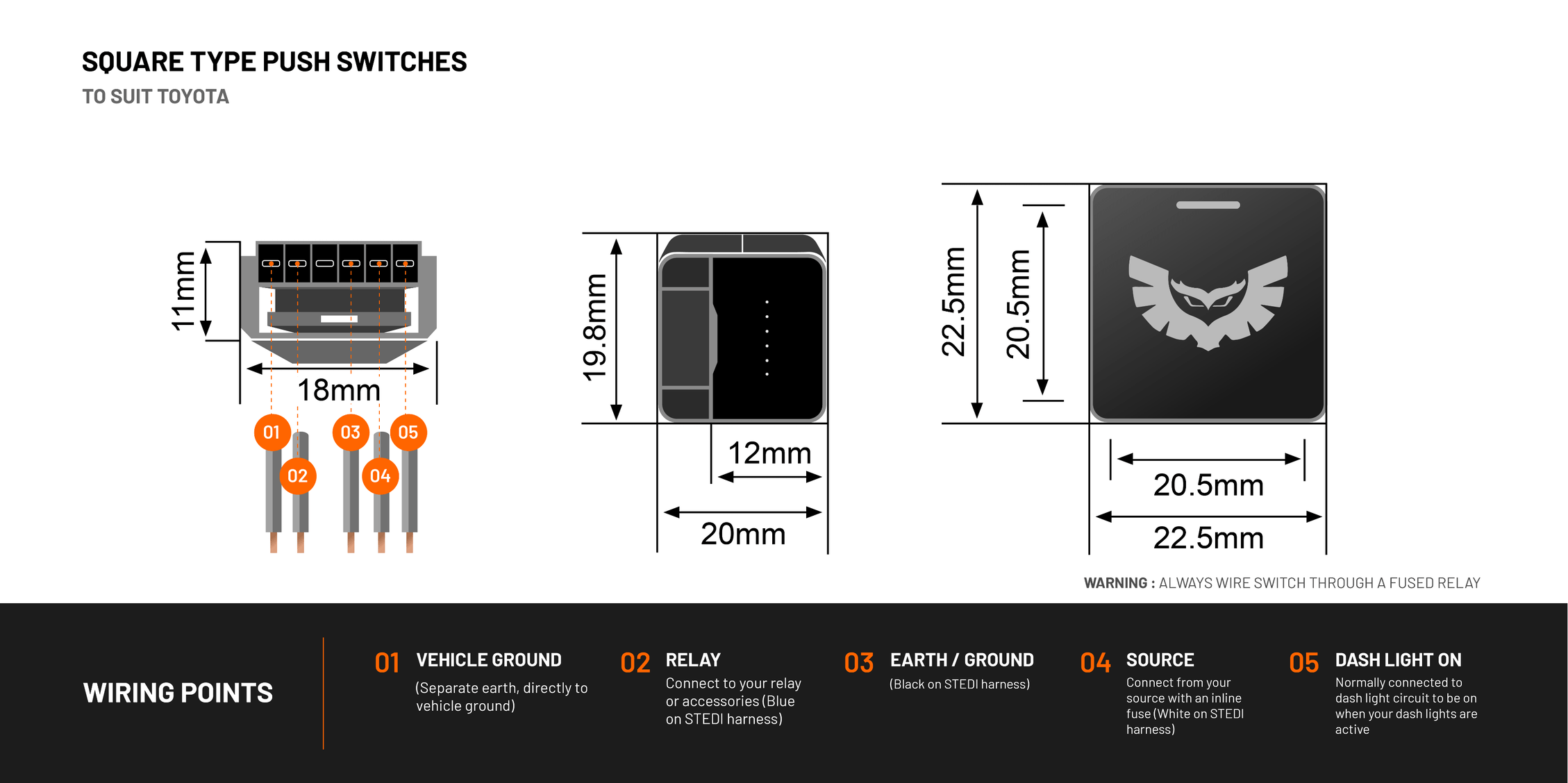 Stedi Square Type Push Switches