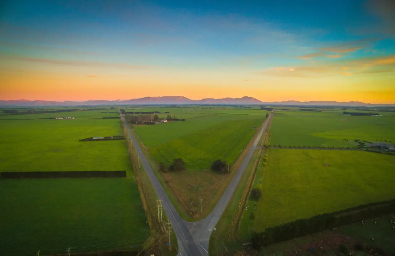 Canterbury Plains with Southern Alps, New Zealand