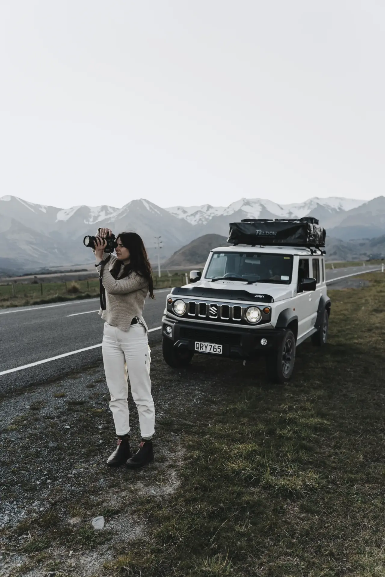 Suzuki Jimny in natural South Island environment. – Jimny Rentals.