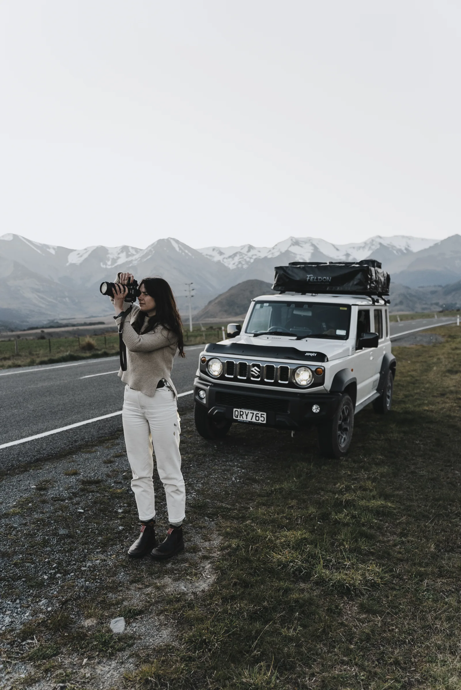 Suzuki Jimny in natural South Island environment. – Jimny Rentals.